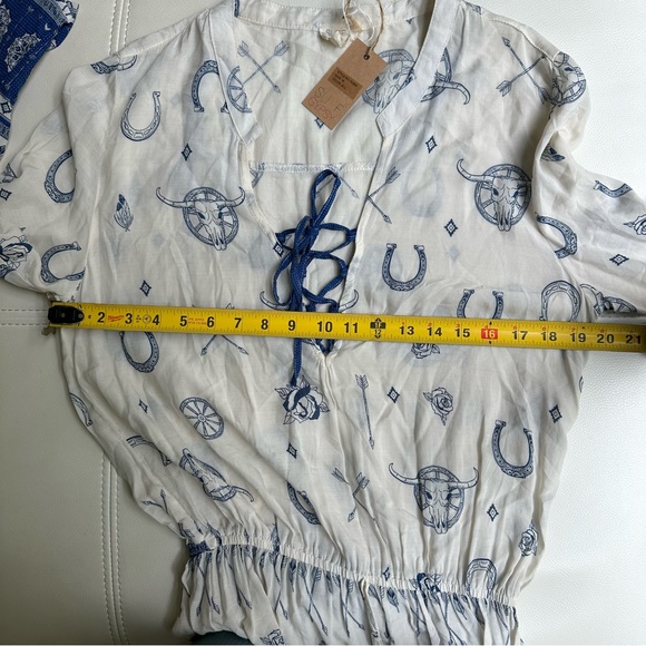 Last chance sale! NWT SURF GYPSY Blue Ivory Swim Beach Cover Up dress medium - Picture 11 of 11